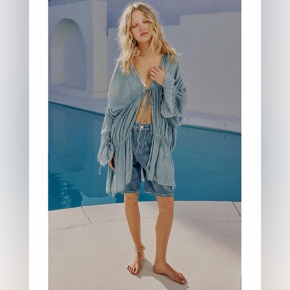 FREE PEOPLE JULIET KIMONO BLUE - Picture 3 of 12